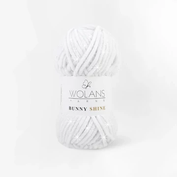 820-01 Fehér-ezüst Wolans Bunny Shine csillogós zsenília fonal