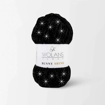 820-10 Fekete-ezüst Wolans Bunny Shine csillogós zsenília fonal