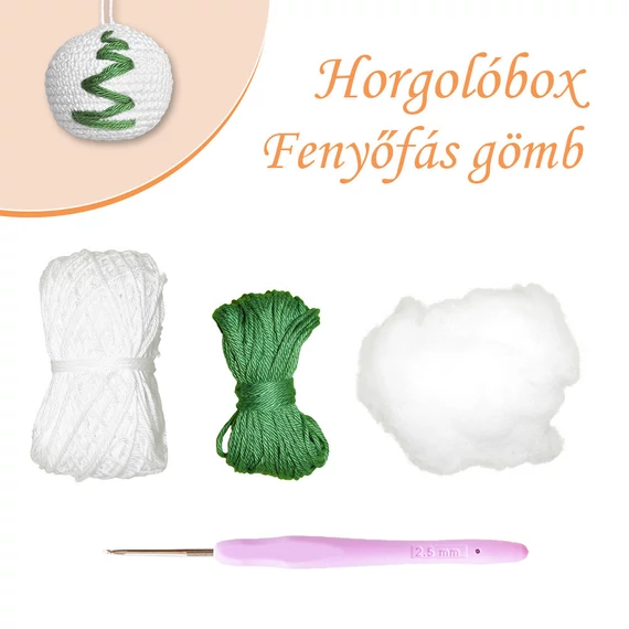 Karácsonyi Horgolóbox (kezdő) - Karácsonyi hímzett gömb (pamut)