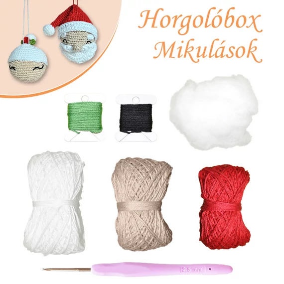 Karácsonyi Horgolóbox - Télapó + Télanyó (pamut)