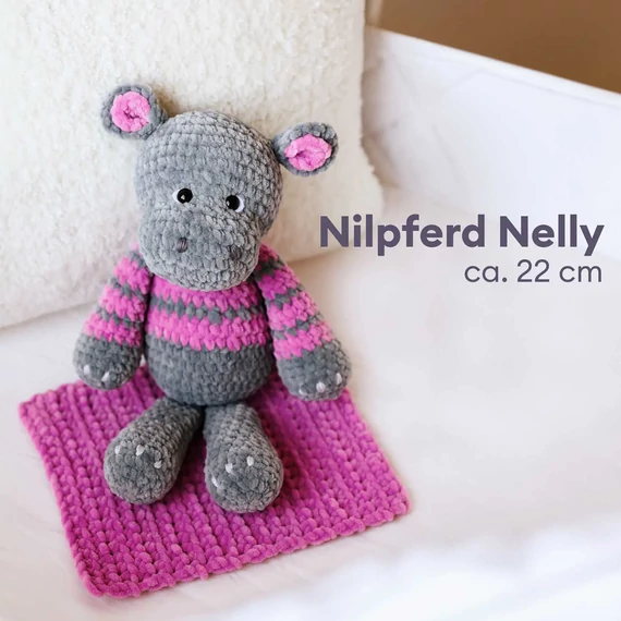 Nelly, a víziló horgolószett (zsenília)