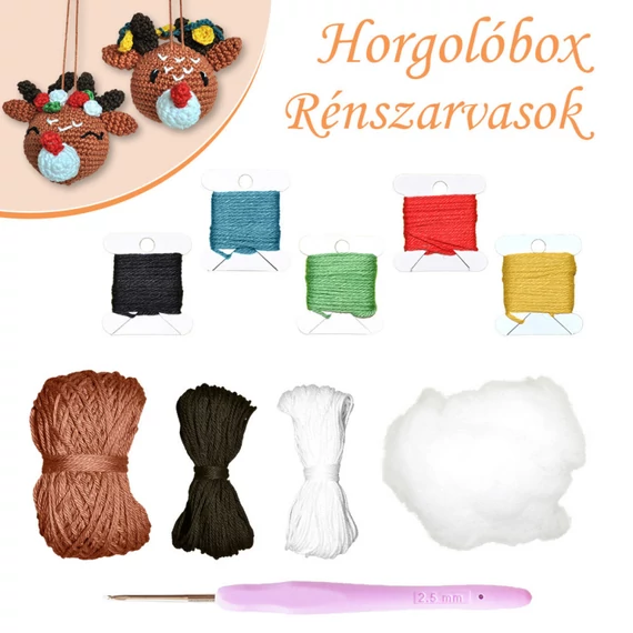 Karácsonyi Horgolóbox - Szarvas fiú + lány (pamut)