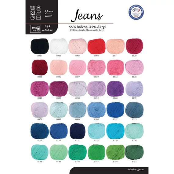 8008 Piros Jeans horgoló fonal