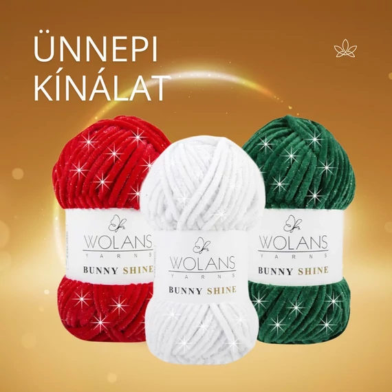 820-01 Fehér-ezüst Wolans Bunny Shine csillogós zsenília fonal