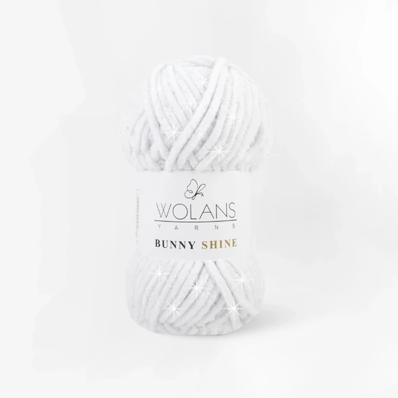 820-01 Fehér-ezüst Wolans Bunny Shine csillogós zsenília fonal