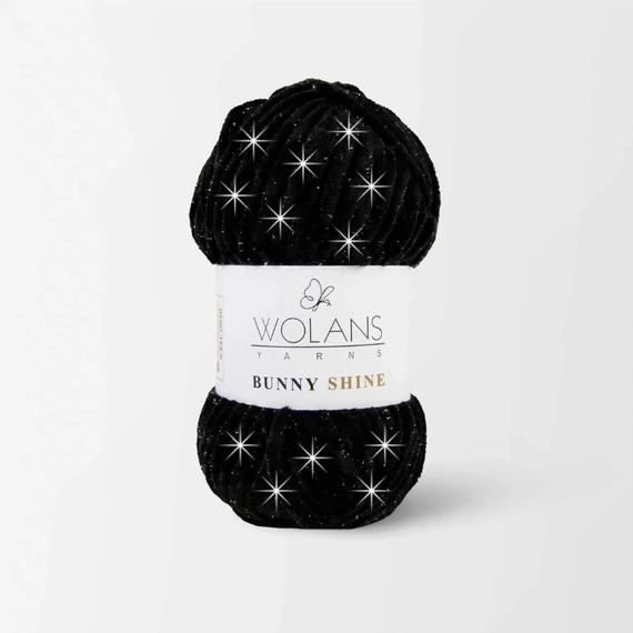 820-10 Fekete-ezüst Wolans Bunny Shine csillogós zsenília fonal